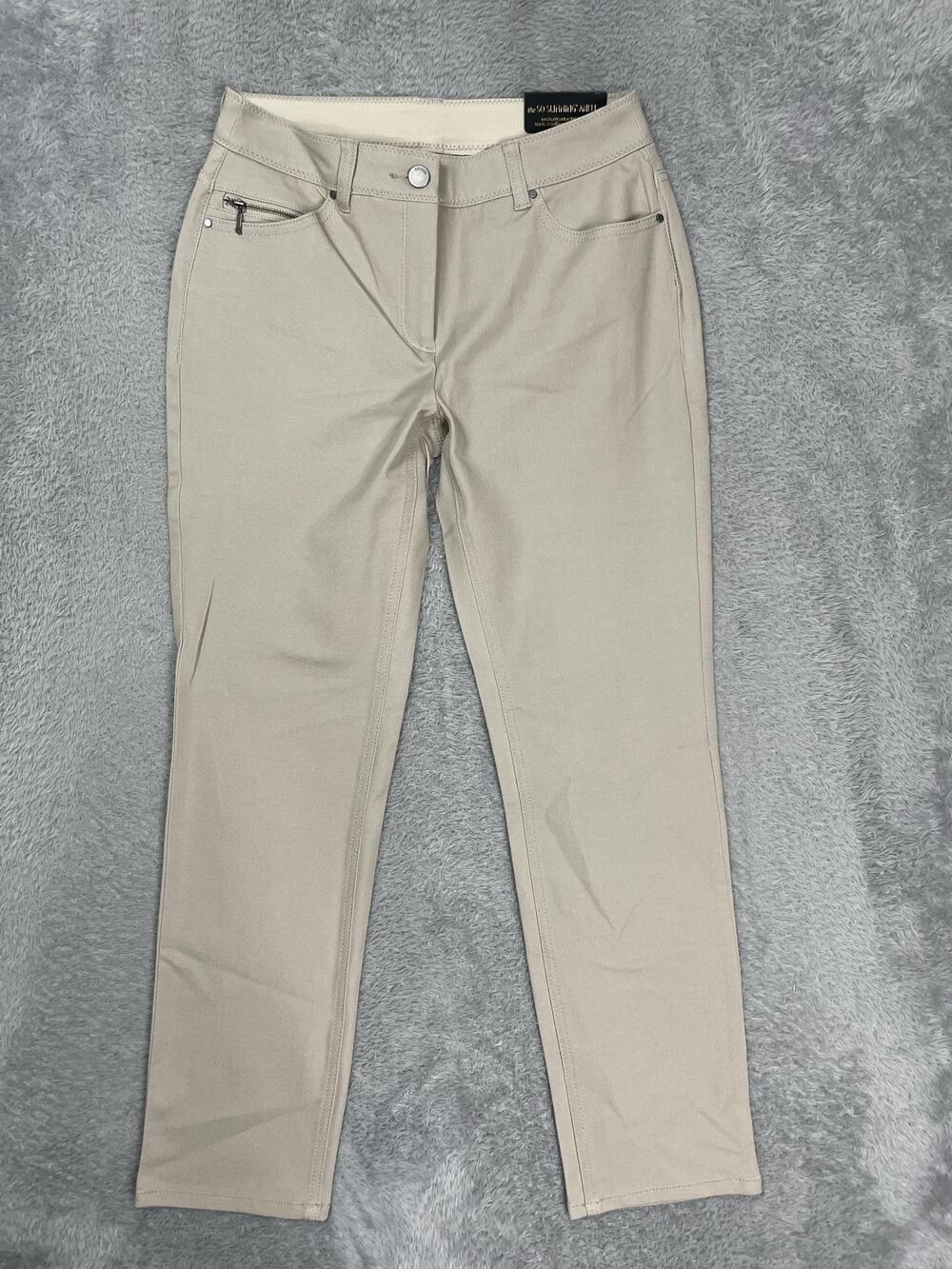 Chicos So Slimming Courtney Ankle Pants Womens 00 Beige Straight Leg Stretch